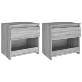 Nachtkastjes 2 st 40x30x39 cm bewerkt hout grijs sonoma eiken 1