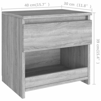 Nachtkastjes 2 st 40x30x39 cm bewerkt hout grijs sonoma eiken 8