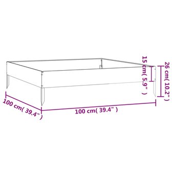 Plantenbak verhoogd 100x100x26 cm cortenstaal 7