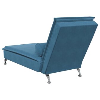 Massage chaise longue met bolster fluweel blauw 6