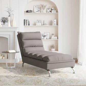 Chaise longue met kussens stof taupe 3