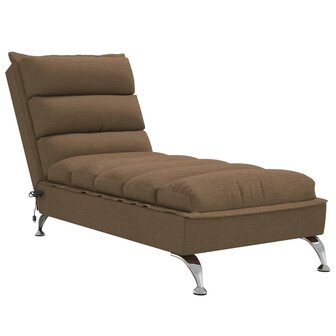 Massage chaise longue met kussens stof bruin 2