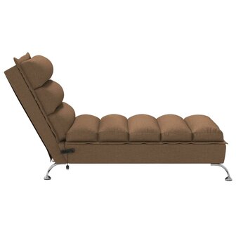 Massage chaise longue met kussens stof bruin 5