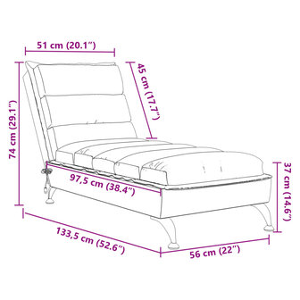 Massage chaise longue met kussens stof bruin 11