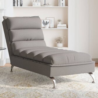 Massage chaise longue met kussens stof taupe 1