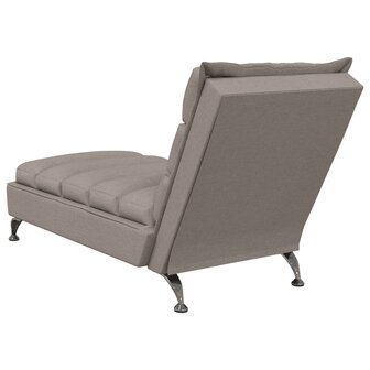 Massage chaise longue met kussens stof taupe 6