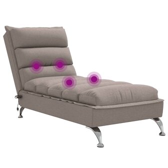 Massage chaise longue met kussens stof taupe 7