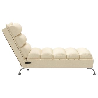 Massage chaise longue met kussens stof cr&egrave;mekleurig 5