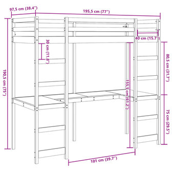 Hoogslaper zonder matras massief grenenhout 90x190 cm 10