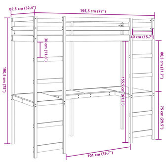 Hoogslaper zonder matras massief grenenhout wit 75x190 cm 10