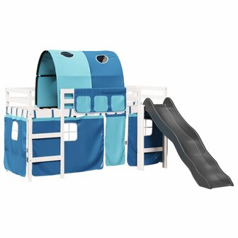 Kinderhoogslaper met tunnel 80x200 cm massief grenenhout blauw 2