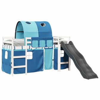 Kinderhoogslaper met tunnel 80x200 cm massief grenenhout blauw 4