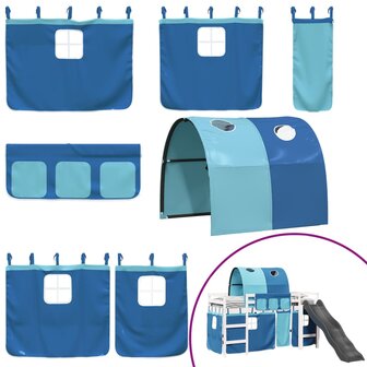 Kinderhoogslaper met tunnel 80x200 cm massief grenenhout blauw 5