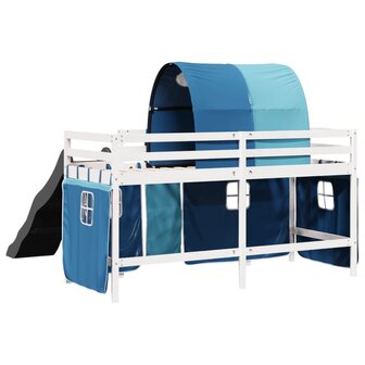 Kinderhoogslaper met tunnel 80x200 cm massief grenenhout blauw 10