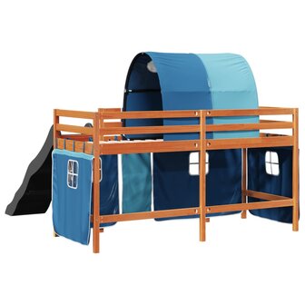 Kinderhoogslaper met tunnel 80x200 cm massief grenenhout blauw 10