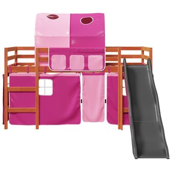 Kinderhoogslaper met tunnel 80x200 cm massief grenenhout roze 6