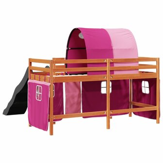 Kinderhoogslaper met tunnel 80x200 cm massief grenenhout roze 10