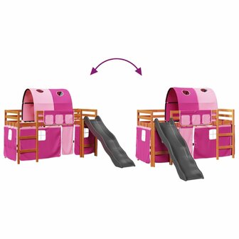 Kinderhoogslaper met tunnel 80x200 cm massief grenenhout roze 11