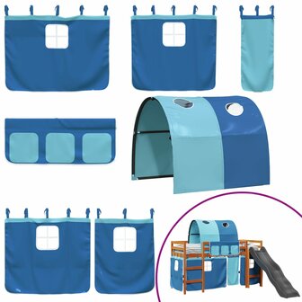 Kinderhoogslaper met tunnel 90x200 cm massief grenenhout blauw 5