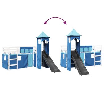 Kinderhoogslaper met toren 80x200 cm massief grenenhout blauw 11