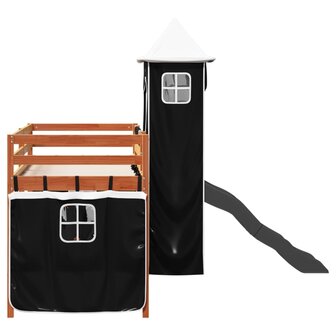 Kinderhoogslaper met toren 80x200 cm grenenhout wit en zwart 9