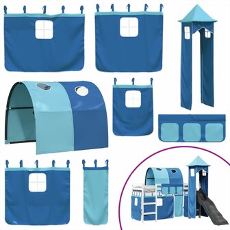 Kinderhoogslaper met toren 80x200 cm massief grenenhout blauw 5