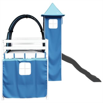 Kinderhoogslaper met toren 80x200 cm massief grenenhout blauw 9