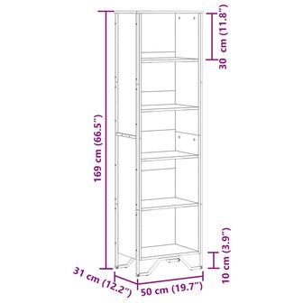 Boekenkast 50x31x169 cm bewerkt hout zwart 9