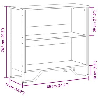 Boekenkast 80x31x74,5 cm bewerkt hout bruin eikenkleur 9