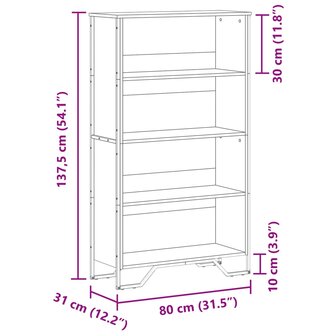 Boekenkast 80x31x137,5 cm bewerkt hout zwart 9