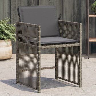 Tuinstoelen 4 st met kussens poly rattan grijs 1