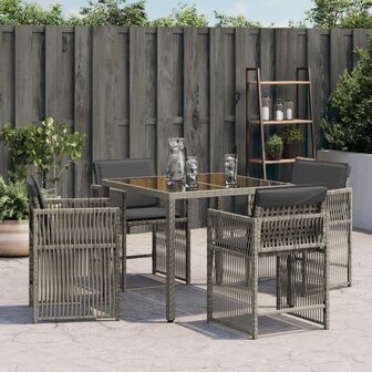 Tuinstoelen 4 st met kussens poly rattan grijs 3