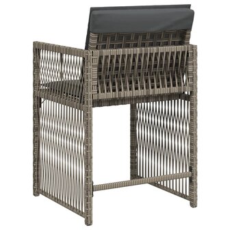 Tuinstoelen 4 st met kussens poly rattan grijs 7