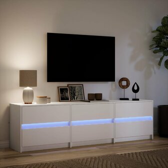 Tv-meubel met LED 180x34x50 cm bewerkt hout wit 5