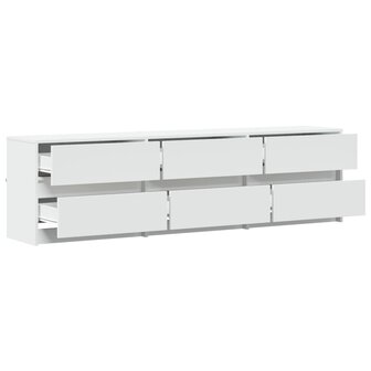 Tv-meubel met LED 180x34x50 cm bewerkt hout wit 6