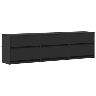 Tv-meubel met LED 180x34x50 cm bewerkt hout zwart 3