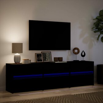 Tv-meubel met LED 180x34x50 cm bewerkt hout zwart 5