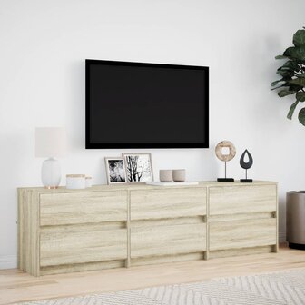 Tv-meubel met LED 180x34x50 cm bewerkt hout sonoma eikenkleurig 4