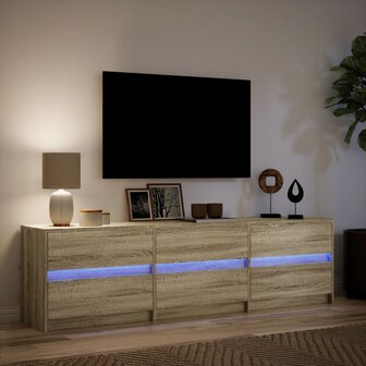 Tv-meubel met LED 180x34x50 cm bewerkt hout sonoma eikenkleurig 5