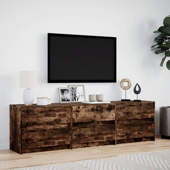 Tv-meubel met LED 180x34x50 cm bewerkt hout gerookt eikenkleur 4