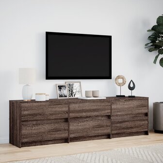 Tv-meubel met LED 180x34x50 cm bewerkt hout bruin eikenkleurig 4