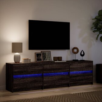 Tv-meubel met LED 180x34x50 cm bewerkt hout bruin eikenkleurig 5