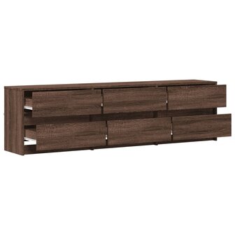 Tv-meubel met LED 180x34x50 cm bewerkt hout bruin eikenkleurig 6