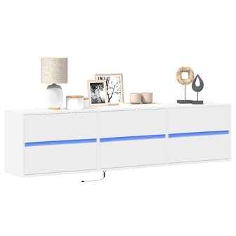 Tv-wandmeubel met LED-verlichting 180x31x45 cm wit 1