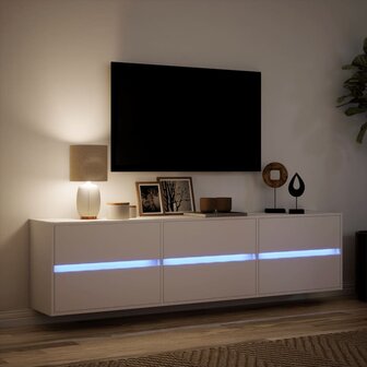 Tv-wandmeubel met LED-verlichting 180x31x45 cm wit 5