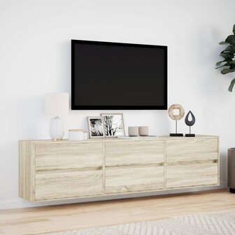 Tv-wandmeubel met LED-verlichting 180x31x45 cm sonoma eiken 4