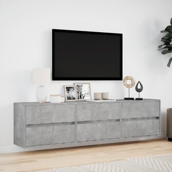 Tv-wandmeubel met LED-verlichting 180x31x45 cm betongrijs 4