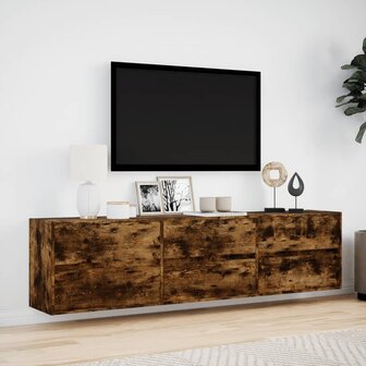 Tv-wandmeubel met LED-verlichting 180x31x45 cm gerookt eiken 4