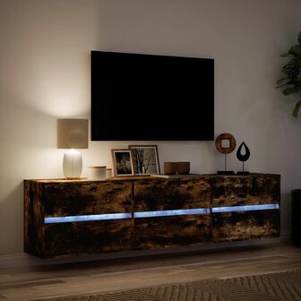 Tv-wandmeubel met LED-verlichting 180x31x45 cm gerookt eiken 5