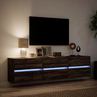 Tv-wandmeubel met LED-verlichting 180x31x45 cm bruin eikenkleur 5